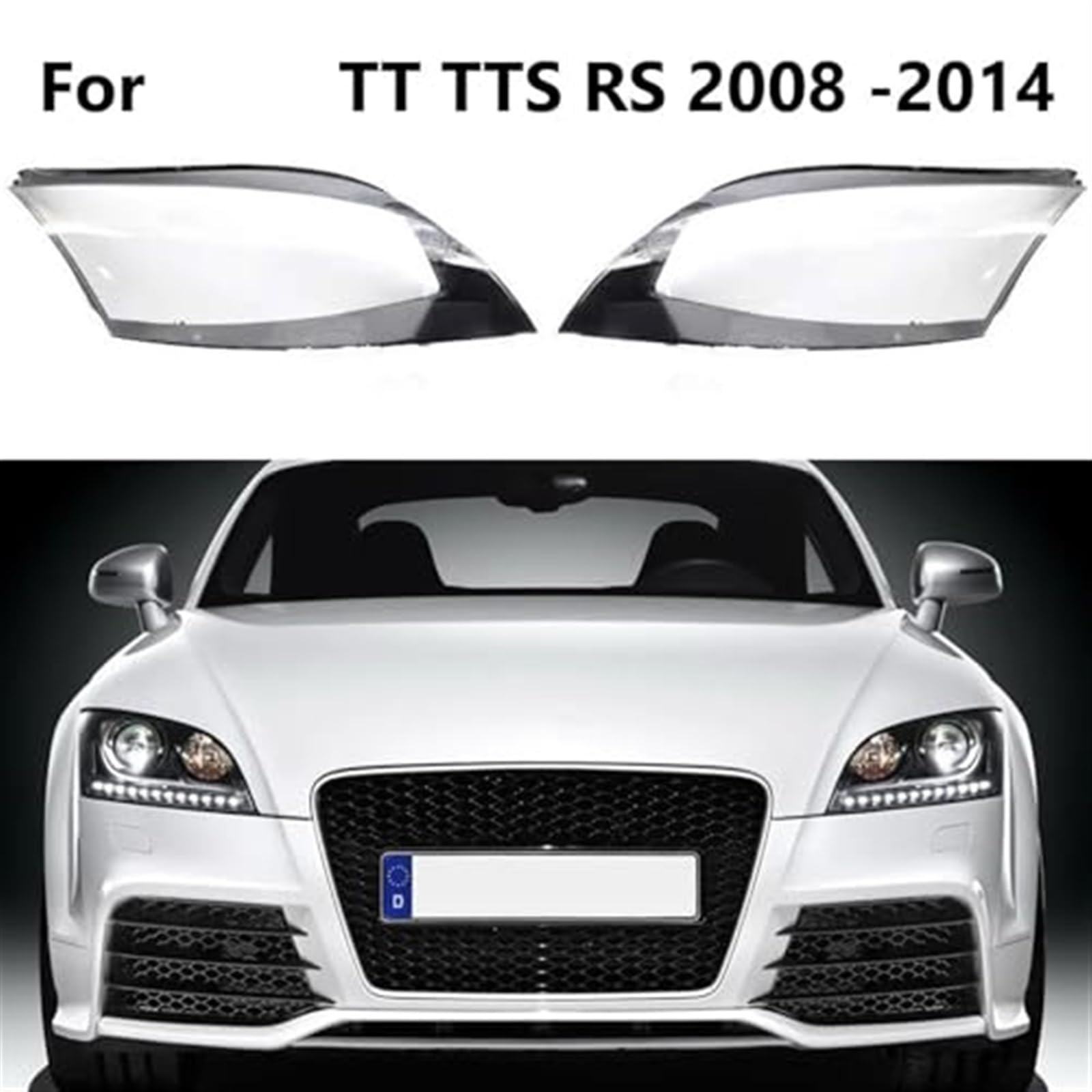 Wivplex Coprilente trasparente for fari anteriori sinistro e destro, paralume for fari anteriori, coprilampada, guscio in vetro for fari anteriori, for Audi, TT TTS TT RS 2008-2014 Copriobiettivo Del