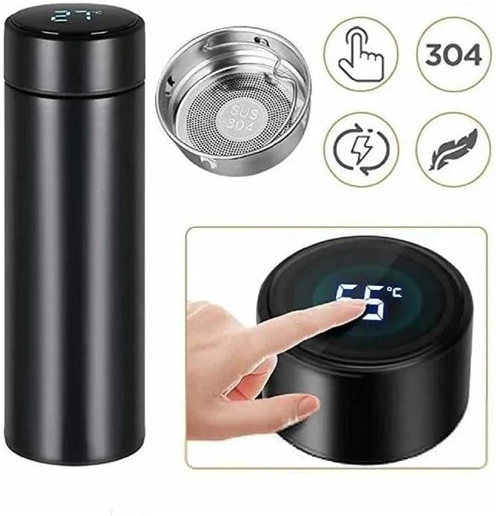 Garrafa Térmica Café, Água C/Sensor De Temperatura Em Led Cor:Preto