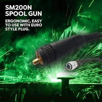 SM3035N Spool Gun with 7-Pin Female Plug, Euro-Style Connector, 180A @ 60% Duty Cycle, 20 ft Cable, .030.035 Wire, Compatible with Power i-MIG Units