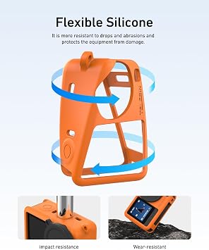 Telesin Osmo Action 6 için Silikon Koruyucu Kılıf + Lens Cap (Orange)