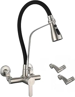 Grifo Pared Cocina,Giratorio 180°, Silicona De Calidad Alimentaria, Grifo De Pared,Flexible Extensible Para Fregadero De Cocina De,Material De Acero Inoxidable