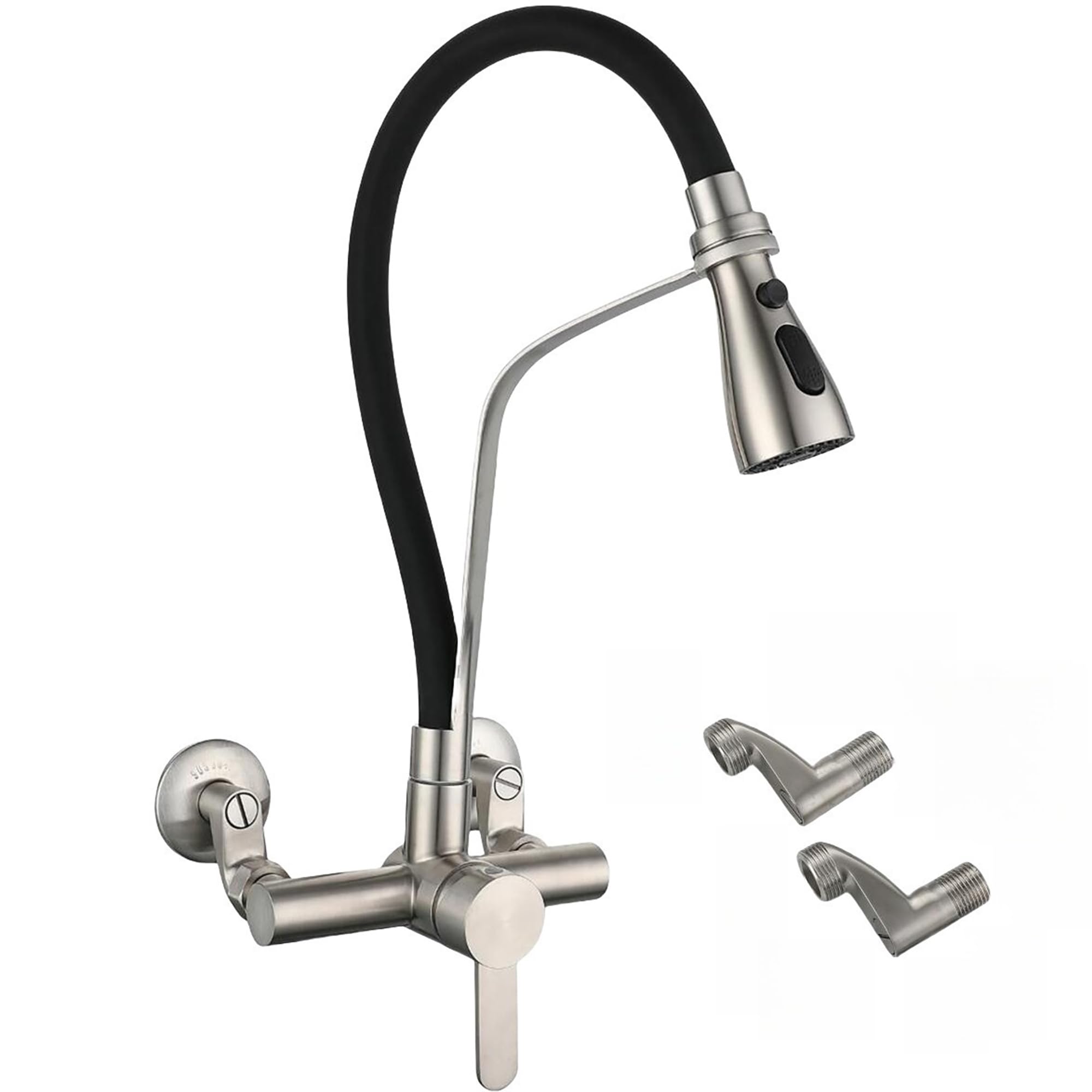 Robinet de cuisine mural noir, rotatif à 180 ° en silicone de qualité alimentaire - Robinet mural flexible extensible - Robinet d'évier pour cuisine en,Matériau en acier inoxydable