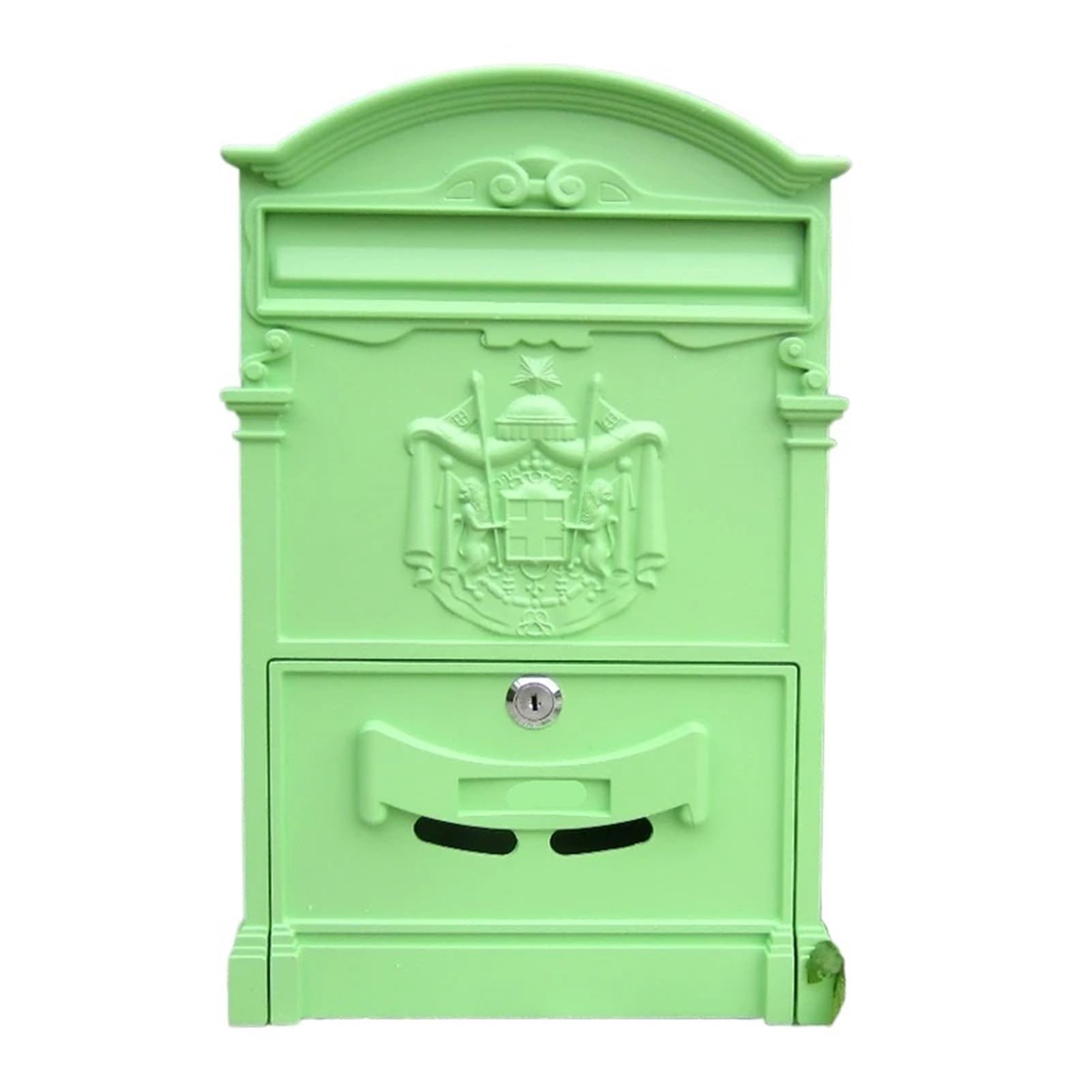 Xylrsmh Green 1 Post Box Wall Mount Locking Mailbox Vintage Lockable Metal Mailboxe Large Capacity Postbox Security Mail Letter Post Box Outdoor Mail Box Letter Box(Green 1)