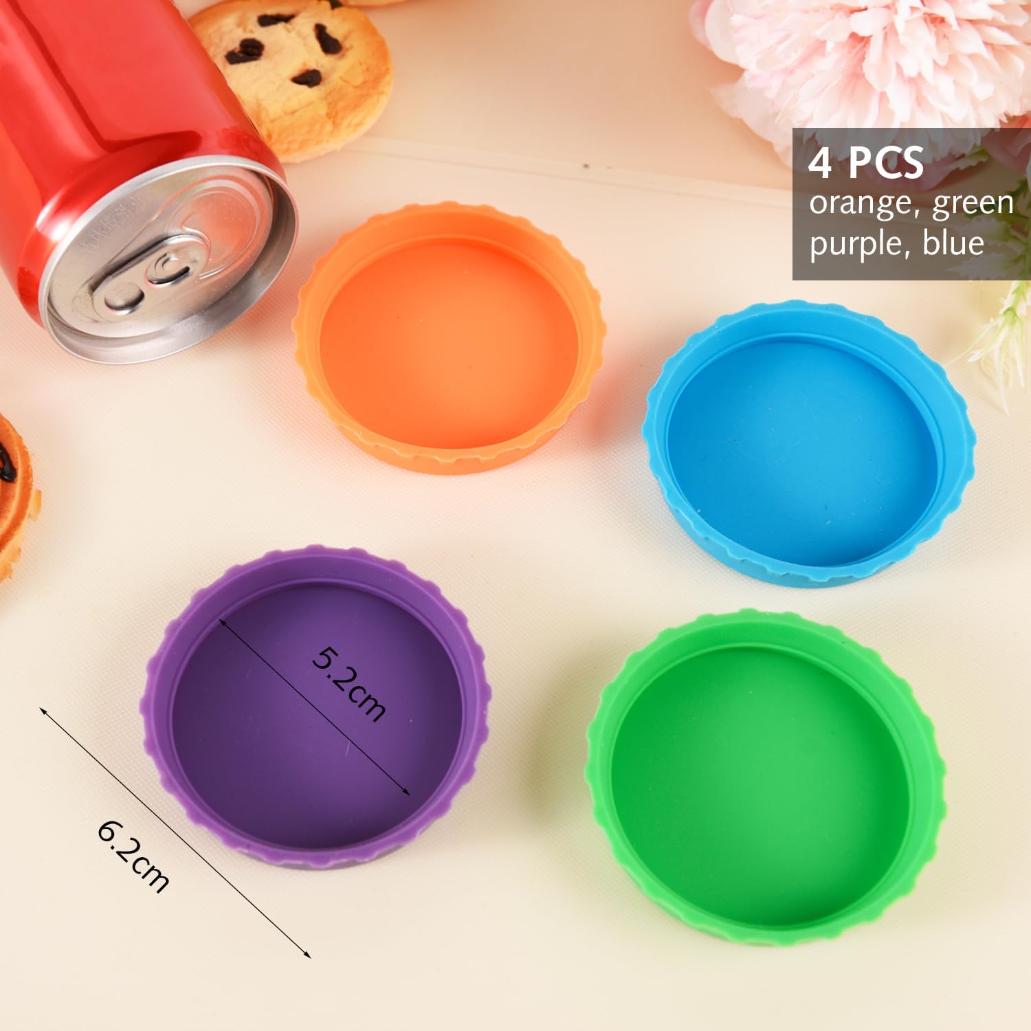 4 Stück Silikon-Dosendeckel – Leck- & Staubdicht, Für Getränkedosen, In Verschiedenen Farben