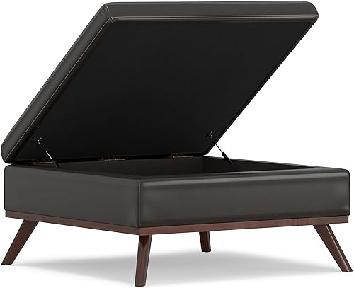 Miniatura 27 de SIMPLIHOME Owen - Bandeja rectangular moderna de mediados de siglo de 34 pulgadas de ancho, otomana pequeña para almacenamiento de mesa auxiliar, en