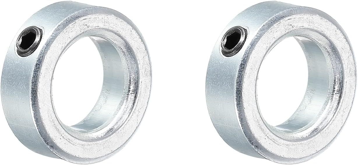 MECCANIXITY Shaft Collar 7/8" Bore Zinc Plated Carbon Steel Set Screw Style Clamping Collars Silver Tone 2 Pack
