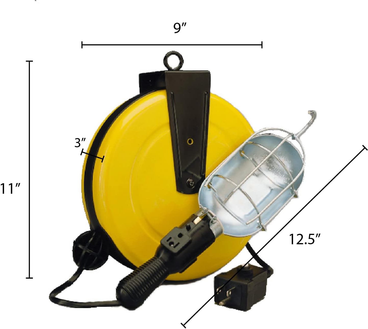 Alert Retractable Cord Reel with Incandescent Work Light with Circuit Breaker- ProReel 5000-50G-CB
