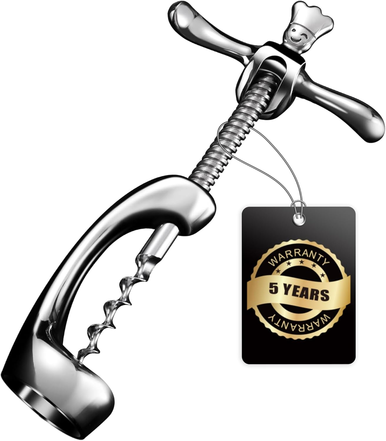 Wine Opener Deluxe, Heavy-Duty Bottle Opener for Easy Cork Removal, Manual Corkscrew for Smooth & Effortless Intact Wine Corks, Premium Corkscrew for Waiters, Bartenders & Home Use