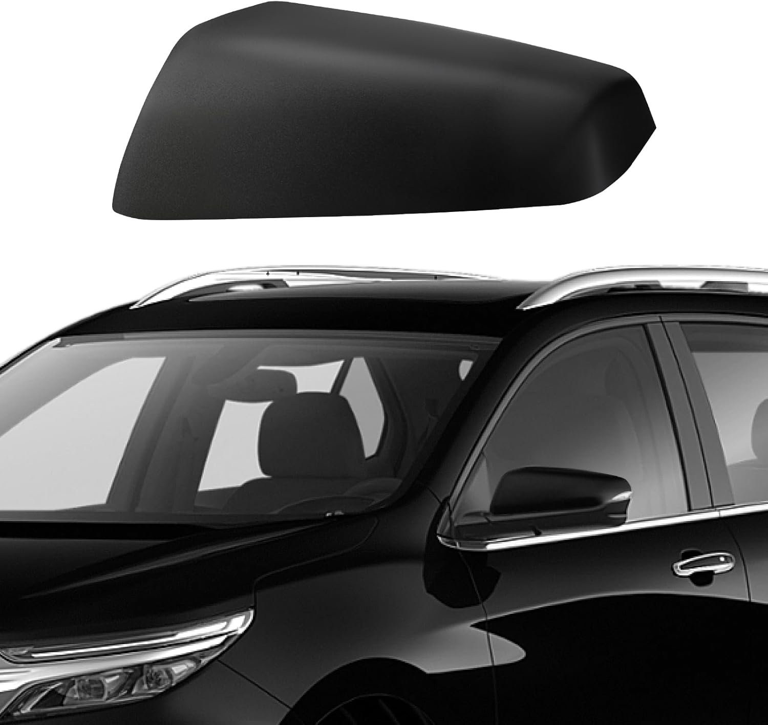 Textured Black Direct Replacement Left Driver Side Mirror Covers Caps for 2018-2023 Chevy Equinox and GMC Terrain, OE Part Numper: 23406416 GM1321594