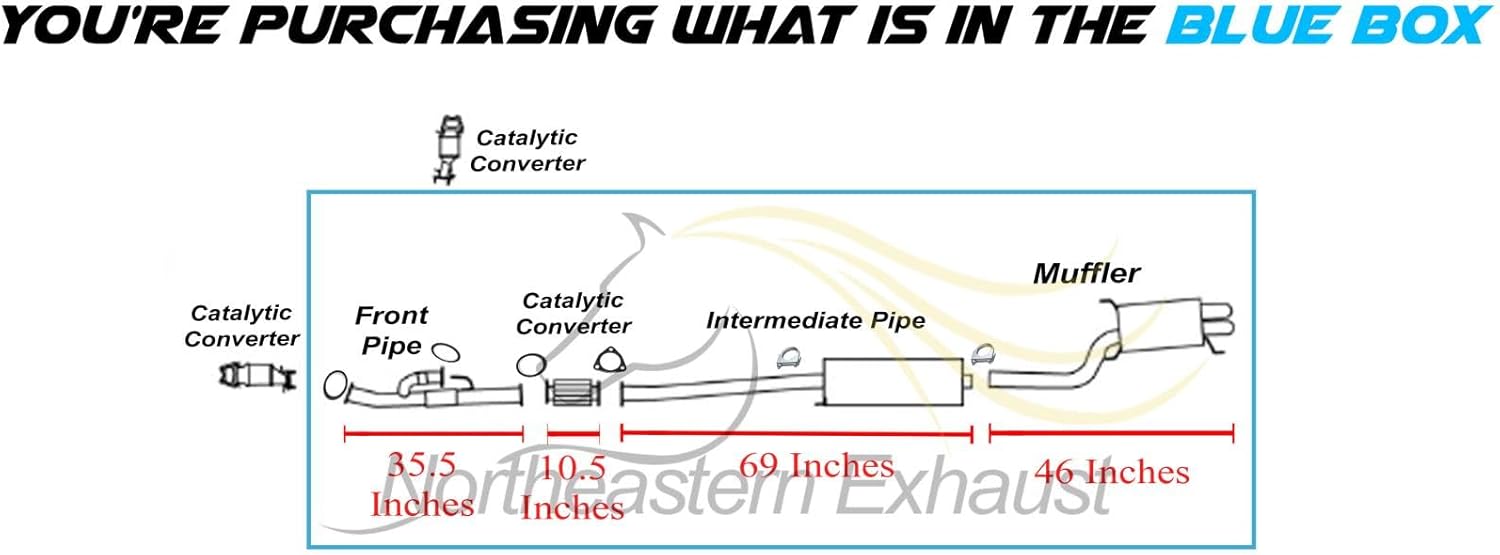 Exhaust Front Pipe, Catalytic, Intermediate Pipe and Muffler Exhaust kit Compatible for 2005-2008 Honda Pilot 3.5L | EPA-Approved | Northeastern Exhaust | Free Gaskets and Clamps Included | Direct-Fit
