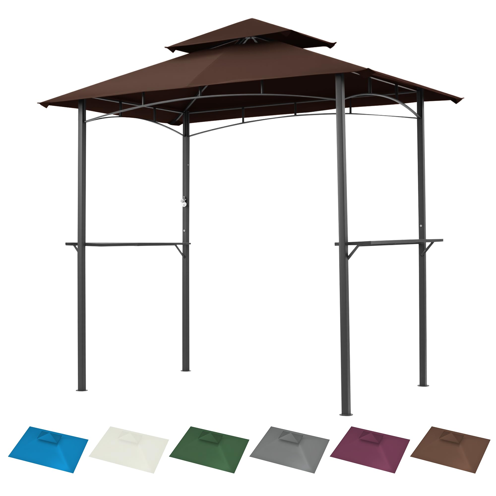 Grill Gazebo Replacement Canopy Top Only - 5' x 8' Outdoor BBQ Gazebo Canopy Roof, Waterproof Double Tiered Shelter Cover Fit for L-GG001PST-F