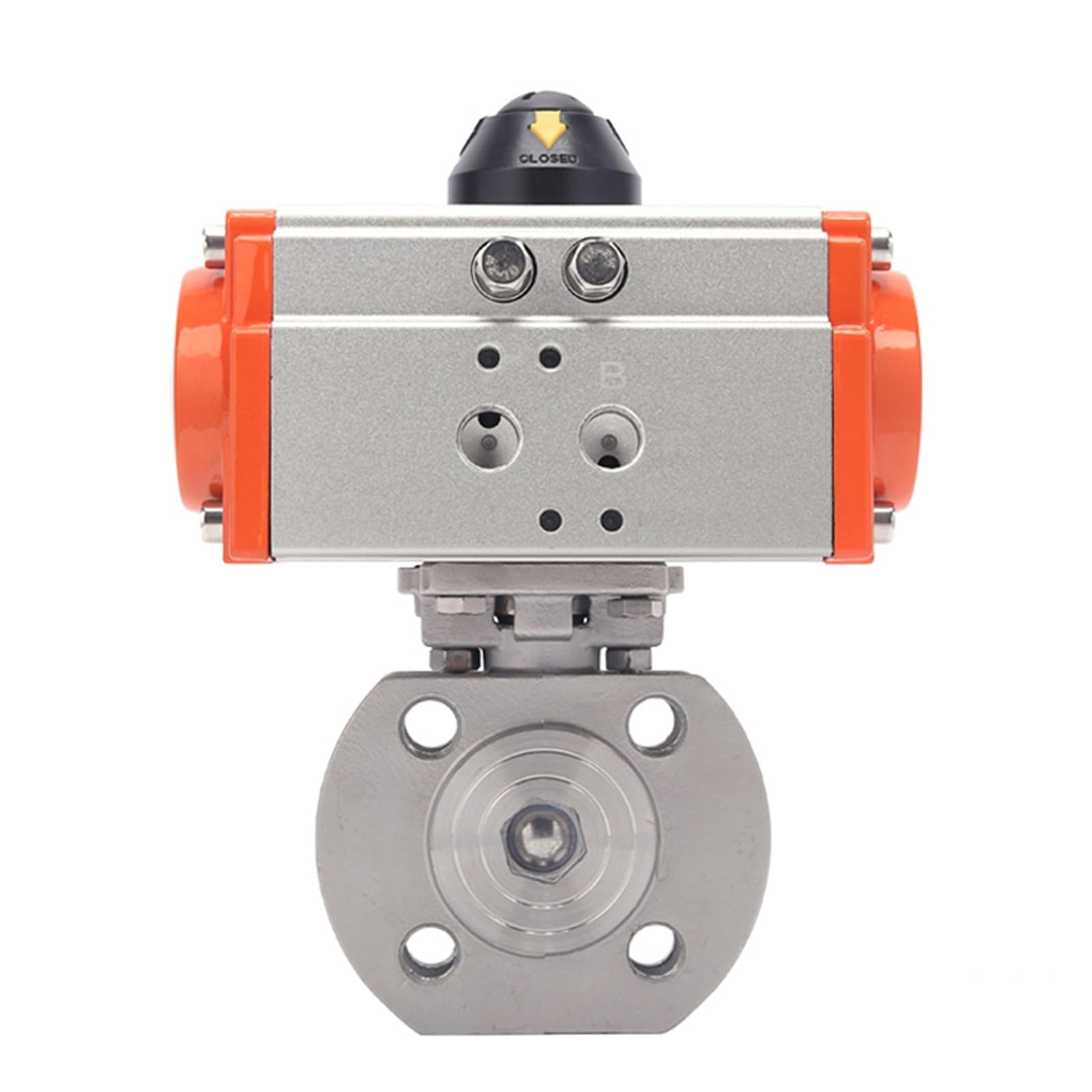 Pneumatyczny zawór kulowy typu waflowego ze stali nierdzewnej 3/4" 304 z cylindrem dwustronnego działania - urządzenie z cienkim kołnierzem