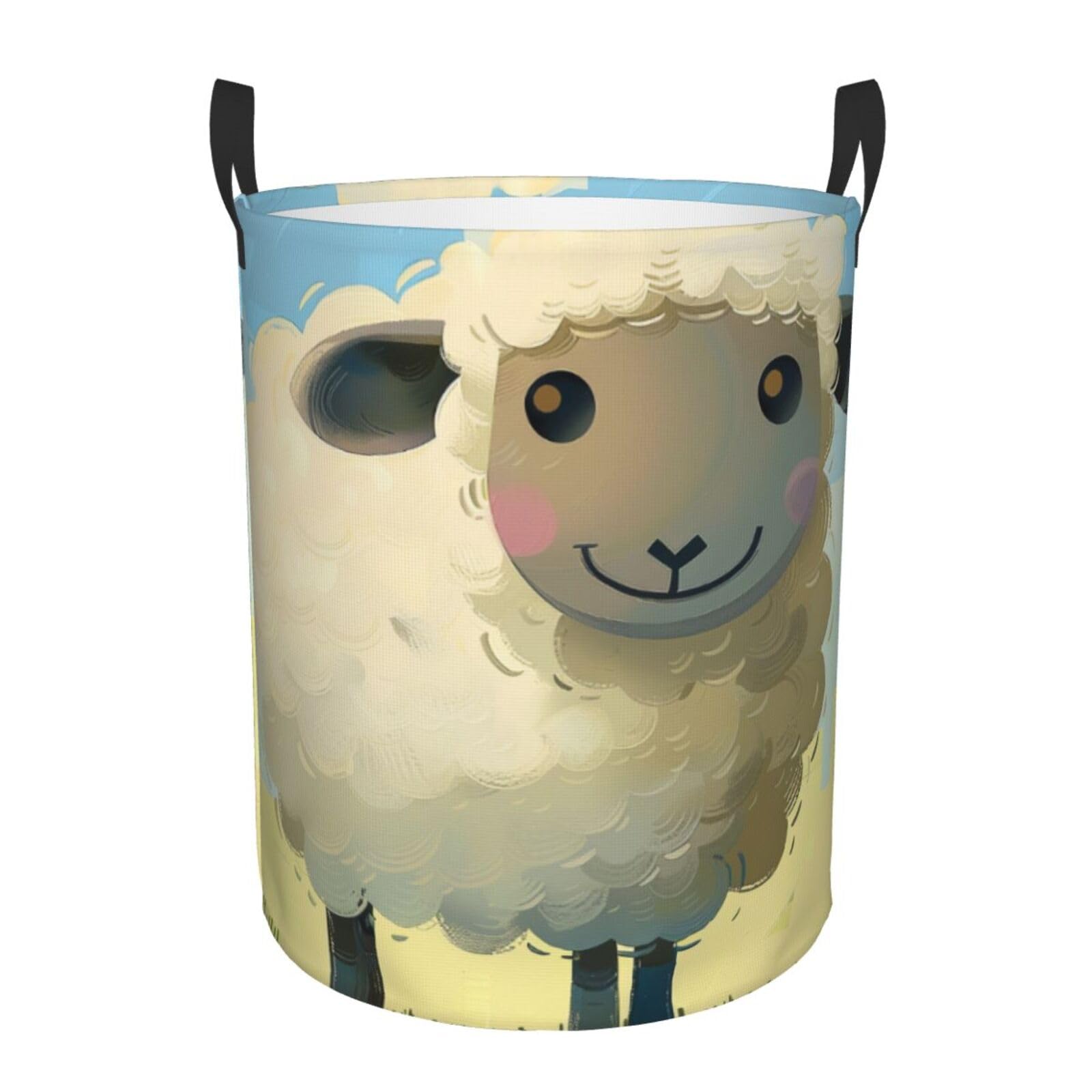 Corbeille de rangement linge rond imprimé mouton pour buanderie