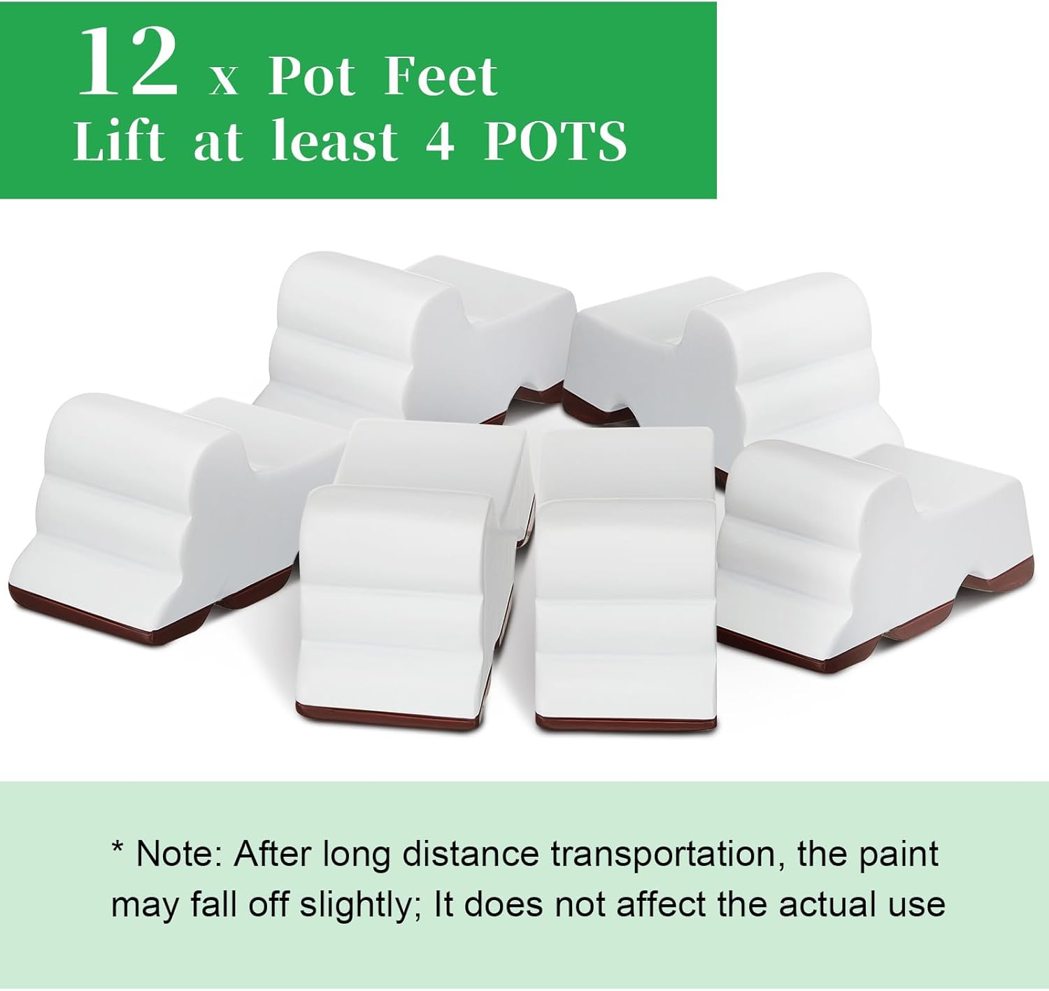 Kigeli 12 Pcs Resin Pot Feet for Outdoor Planters 3 Inch Long 1.5 Inch Tall Flower Handmade Elevator Plant Feet Frost Proof Lifter for 14-20 in Pot(White)
