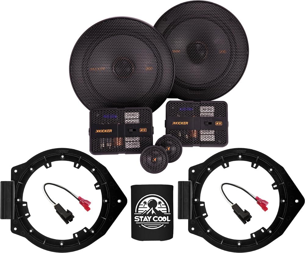 KICKER Speakers 6.75 inch for Buick Lucerne 2006-2011 Upgrade Kit - Pair of KS Series with Adapters and Harness, Component 6 3/4 Car Audio Front Door Speaker KSS6704, 51KSS6704