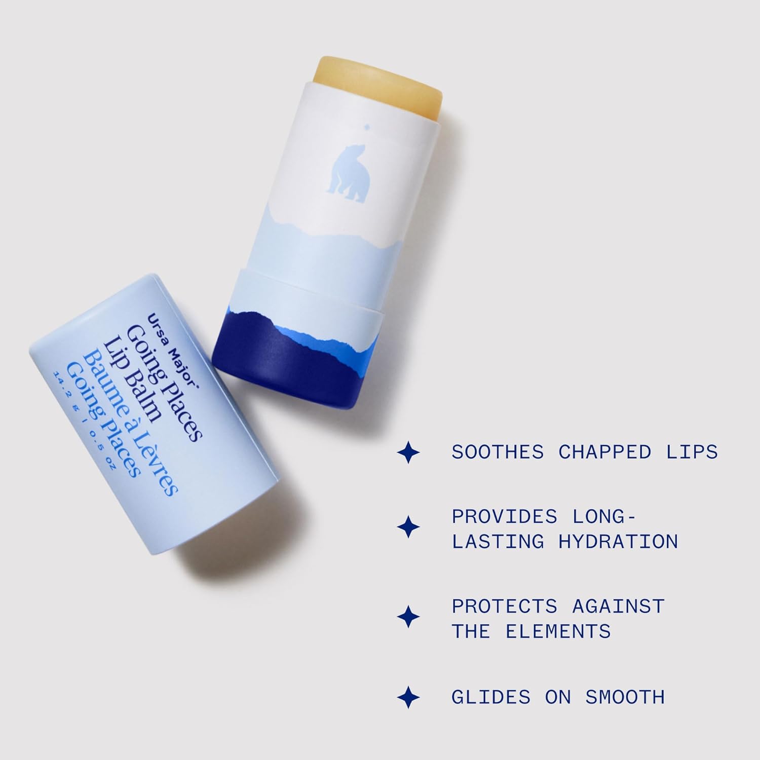 Ursa Major Going Places Lip Balm | Natural Lip Moisturizer for Cracked and Dry Lips | Hydrate, Soothe and Protect | Recyclable Cardboard Tube | 0.5 oz | 2-Pack