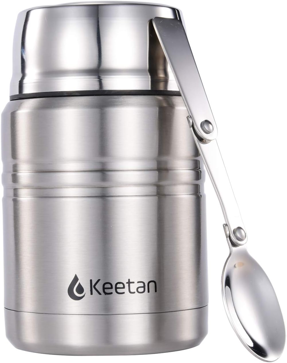 Vacuum Insulated Food Flasks BPA Free Stainless Steel Food Containers with Folding Spoon Lunch Box (Stainless Steel, 500ml)