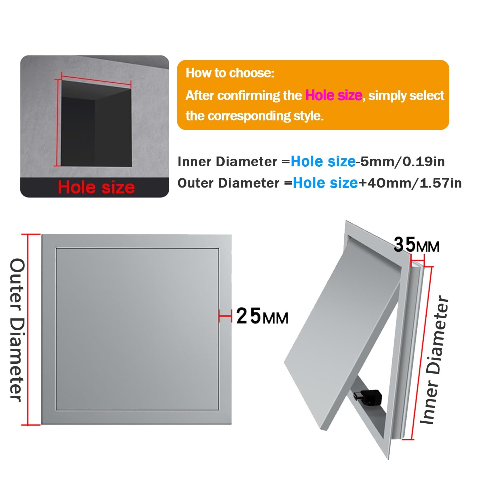 35x55cm,45x50cm,55x55cm,60x60cm,Coperchio Di Ispezione In Metallo Bianco, Sportello Di Ispezione For La Manutenzione Dei Tubi, Installazione Fai-da-te(White,45x55cm)
