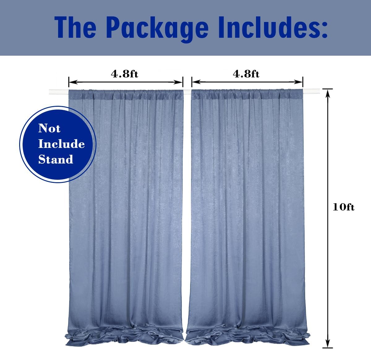 9.6 Feet x 10 Feet Dusty Blue Silky Soft Wedding Backdrop Curtain Drapes, Slightly Shiny Satiny Window Curtains Panels for Wedding Ceremony Birthday Party Decorations
