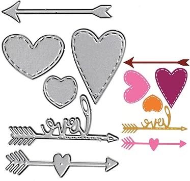 3pcs Love Heart Cutting Dies, 3pcs Love Arrow Die Cuts Metal Embossing Stencils Template Mould for Card Scrapbooking and DIY Craft Album Paper Card Decor