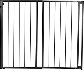 GRADE PORTÃO DE SEGURANÇA PARA CRIANÇAS E PETS DE ABRIR E CORRER COM ALTURA DE 85 CM E LARGURA REGULÁVEL DE 58 A 100CM EM ALUMÍNIO - PRETO - COMPRE REALL