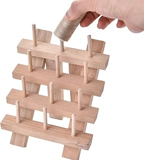 Portafilo in Legno, Portafilo Pieghevole, Legno Rocchetto, Portafilo Legno Rocchetto, 12 Telai a Navetta, Pieghevoli, in Legno Naturale, Utilizzati per Cucire, Ricamare e Tessere (Colore Legno)