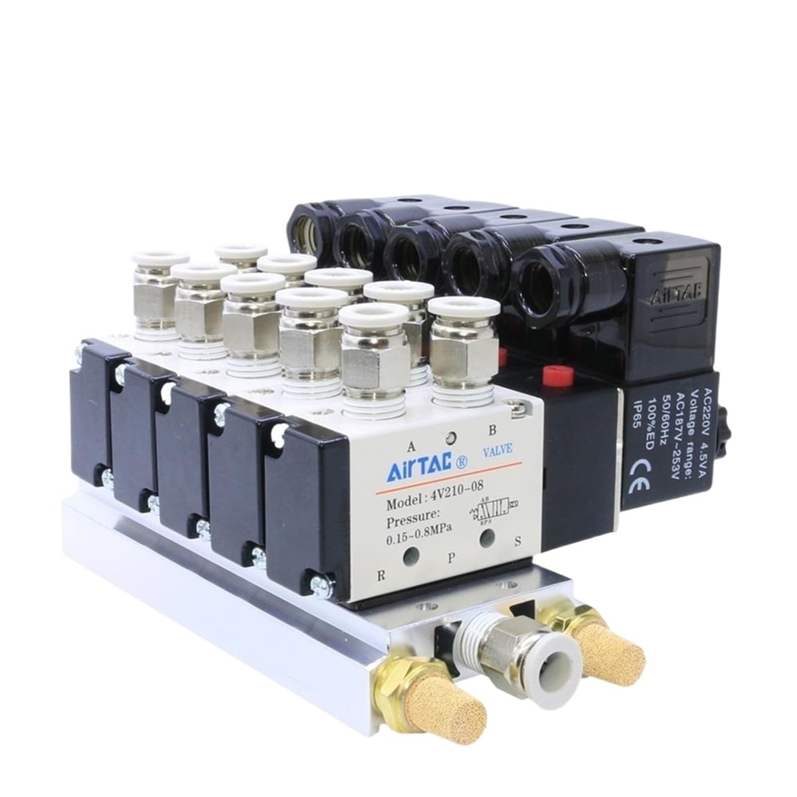 Dqsurantw 4V21008 One Position Multi-Set Solenoid Valve 4V210-08 4V310-10 Cylinder Reversing 220V Control Set 24V(4V21008 One Position)
