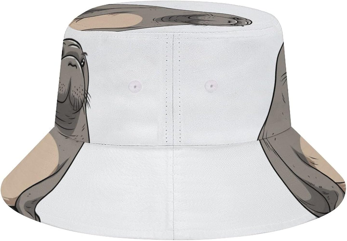 Cute Walrus Bucket Hat for Men Women,Packable Reversible Printed