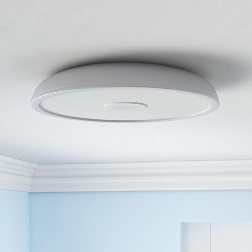 Miniatura 2 de Lámpara de techo impermeable inteligente, lámpara de techo LED de música, con altavoz Bluetooth, 11 pulgadas, 18 W, 2700 K-6500 K, luz de cambio de
