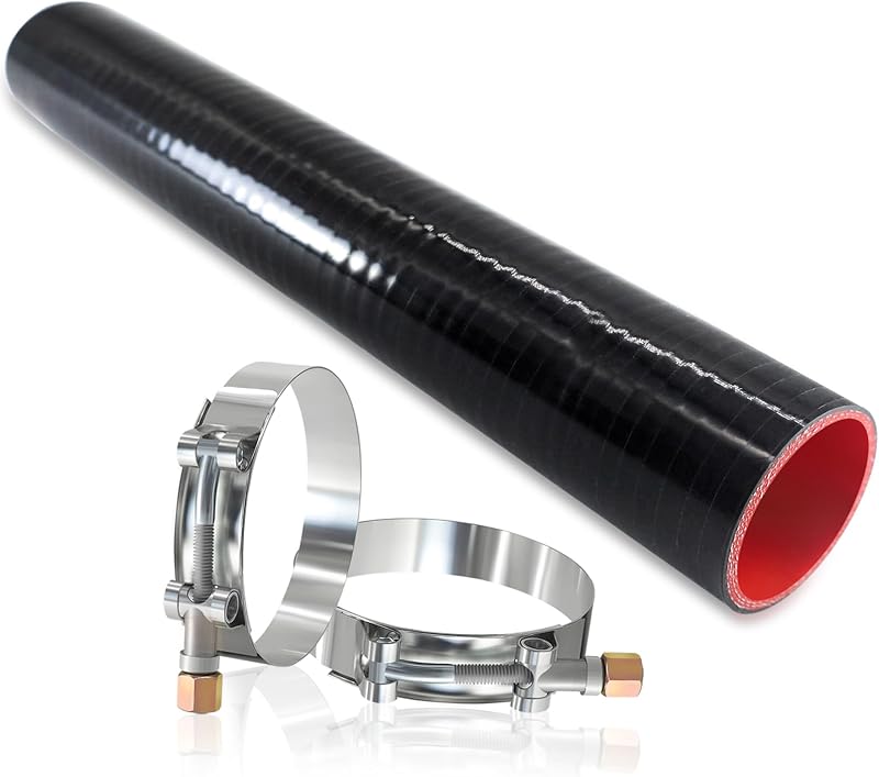 Mangueira de silicone reta para acoplamento do intercooler Tyeioms 63 mm x 610 mm com abraçadeiras T-bolt – Kit com 2 peças