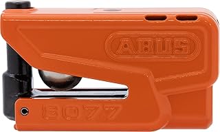 ABUS Bremsscheibenschloss Granit Detecto XPlus 8077 2.0 - Motorradschloss mit Alarm und intelligentem Voralarm - aus gehärtetem Stahl - für den Schutz hochwertiger Motorräder - Orange