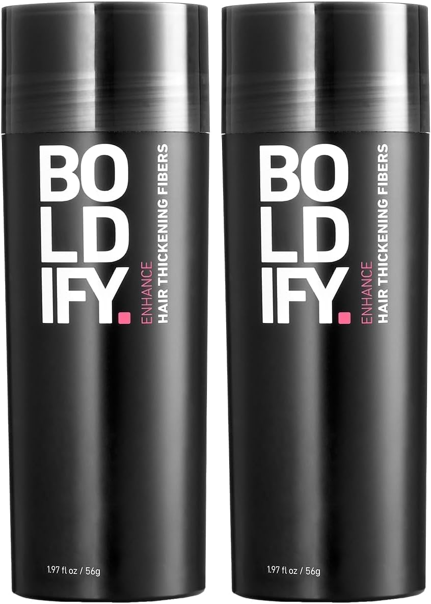 BOLDIFY Hair Fibers (2 x 56g) - Fill In Thinning and Fine Hair for an Instantly Fuller, Thicker Look - 14 Shades for Women & Men - Dark Brown