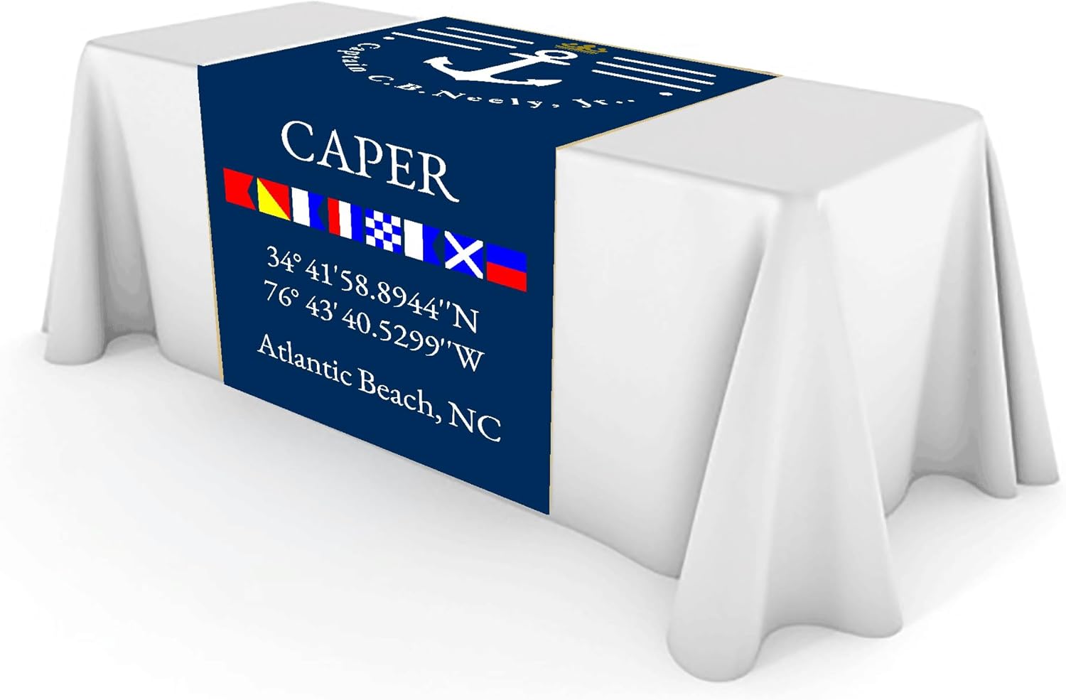 Custom Table Runner with Business Logo, Ships Next Day, Made in USA Thick Premium Polyester Hem Sewn All Side, Vivid Color Sublimation Print, Trade Show Quality, Wrinkle-Free (30" x 90")