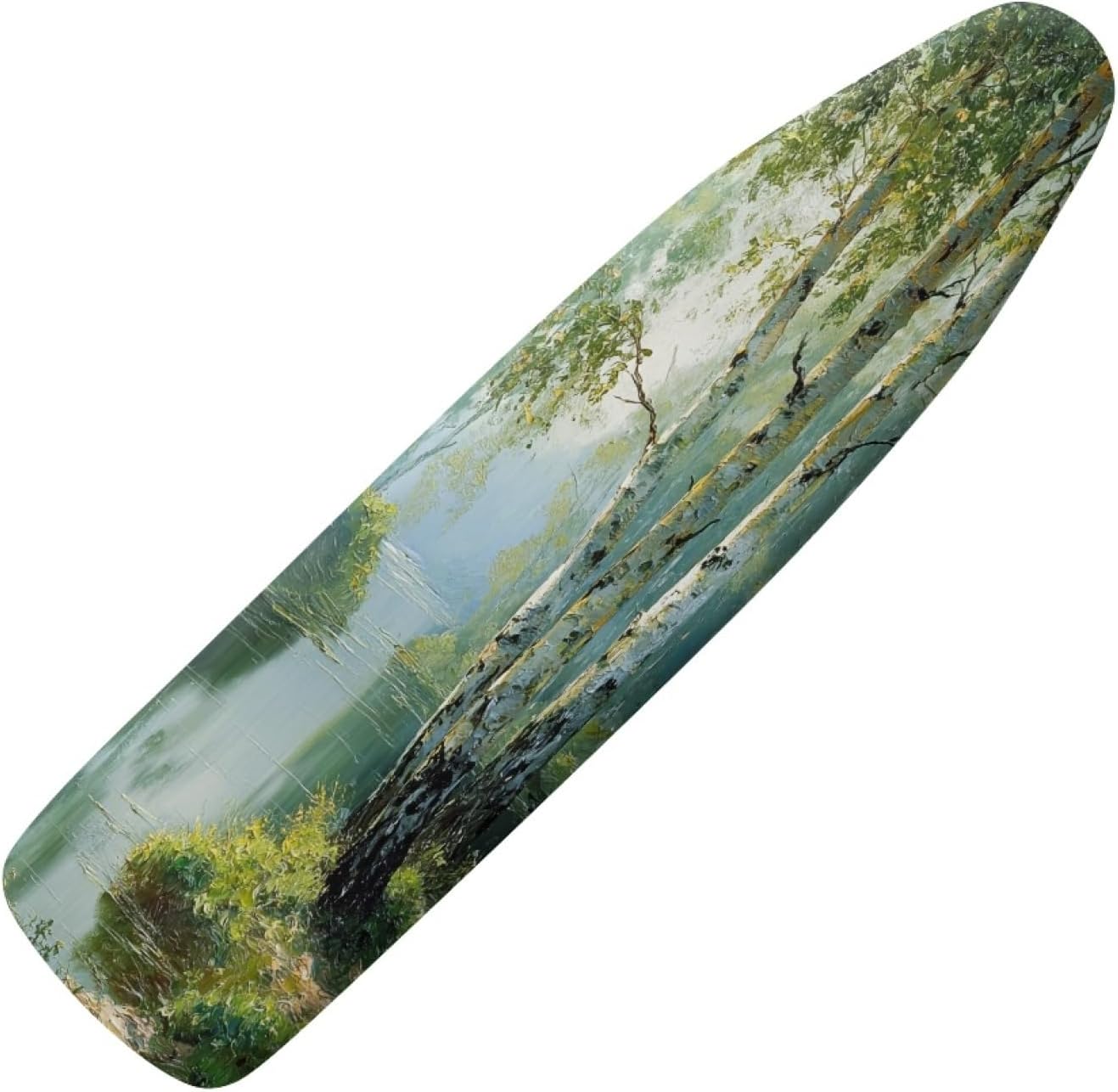 Ironing Board Cover 14x48 Birch White Green Iron Board Cover with Padding Heat Reflective,Scorch Resistant Thick Padding,Snug Fit Non-Slip Nose Pocket Fastener Straps Elastic Edges