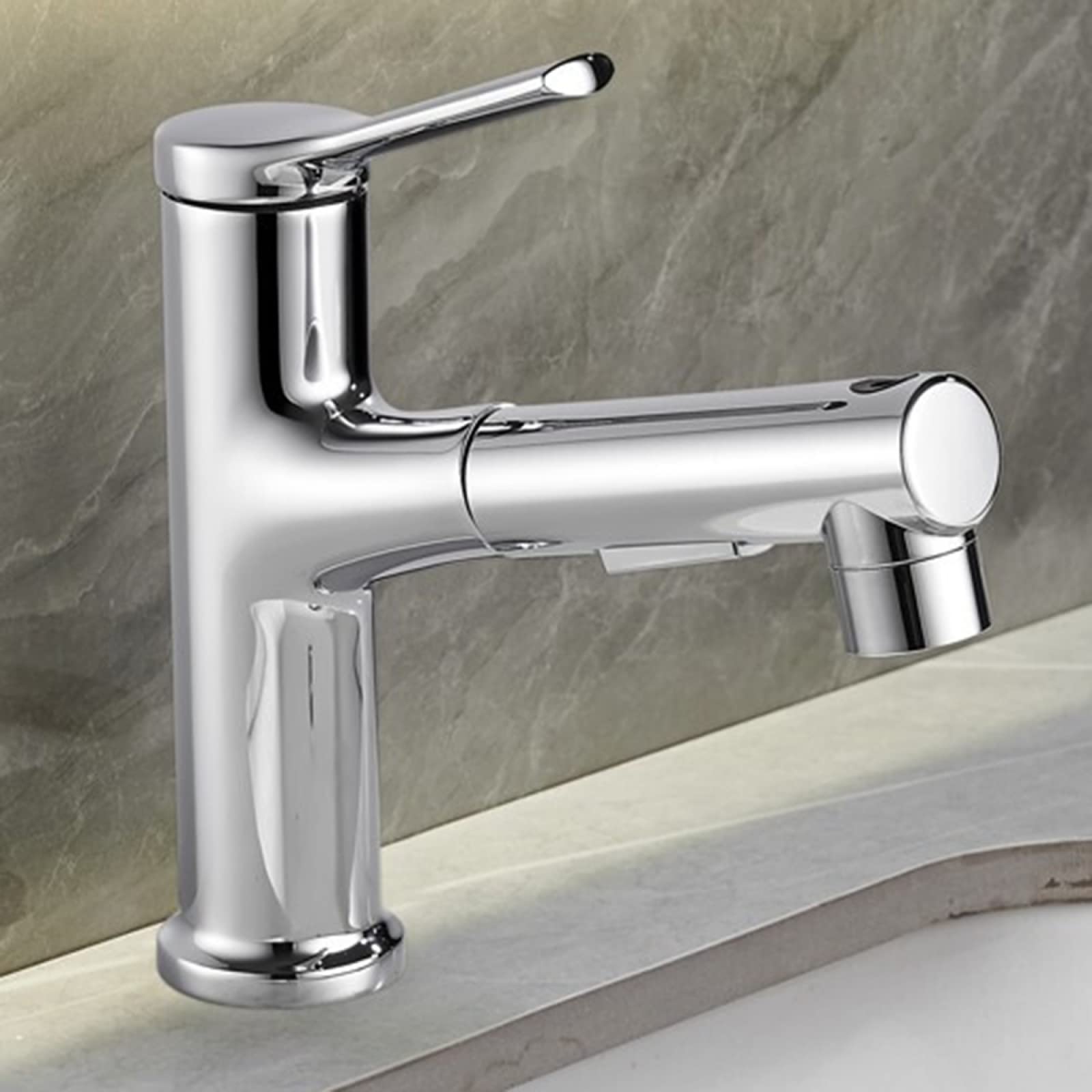 Mitigeur de salle de bain gris en laiton avec 3 modes de pulvérisation