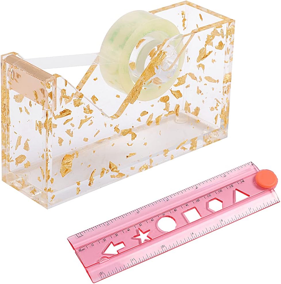 Amazon.com : Stylish Acrylic Tape Dispenser with Ruler - Gold Leaf ...