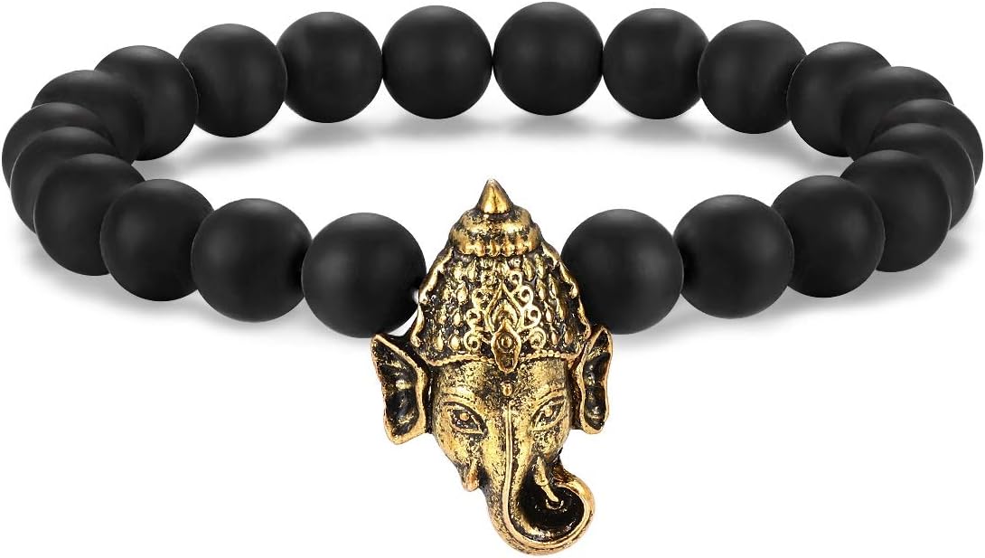 Ganesh (Ganesha) Hindu God of Success and Prosperity Energy Beads Bracelet 8mm