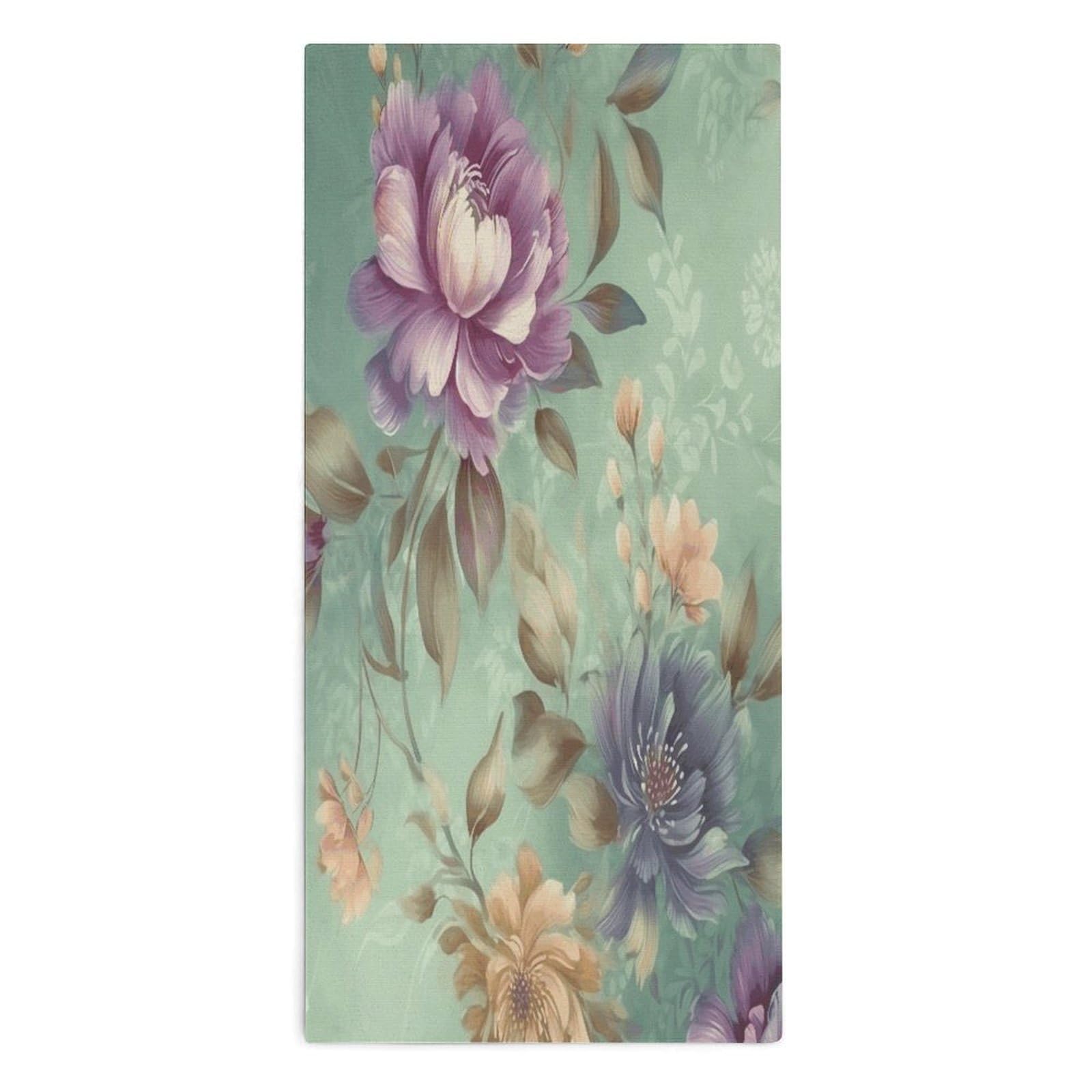 Fodpand Style Flowers On Green Background Microfiber Towels, Decorative Bath Towel Soft & Lightweight, Hand Towels Multipurpose Use For Bathroom, Pool, Gym, Spa, And Hotel Use