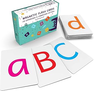 Magnetic Big Alphabet ABC Flash Cards - 52 Sturdy Uppercase & Lowercase Large Letters, Colored - for Classroom Teachers, Homeschool, ESL, Kids and Adults
