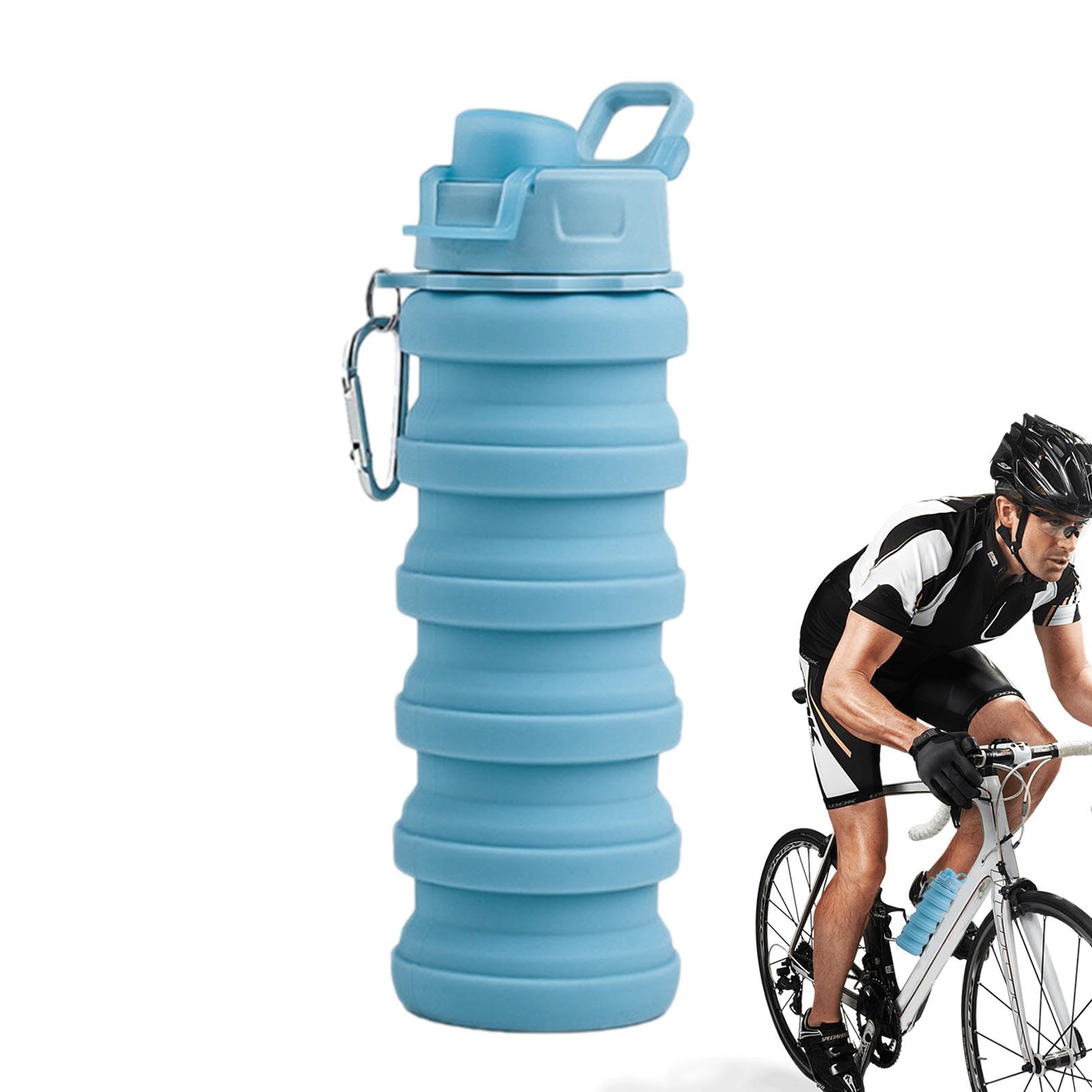 Faltbare Silikon-Wasserflaschen, 2 Stück, 473 Ml – Auslaufsicher, BPA-frei, Mit Drehverschluss Für Sport & Reisen