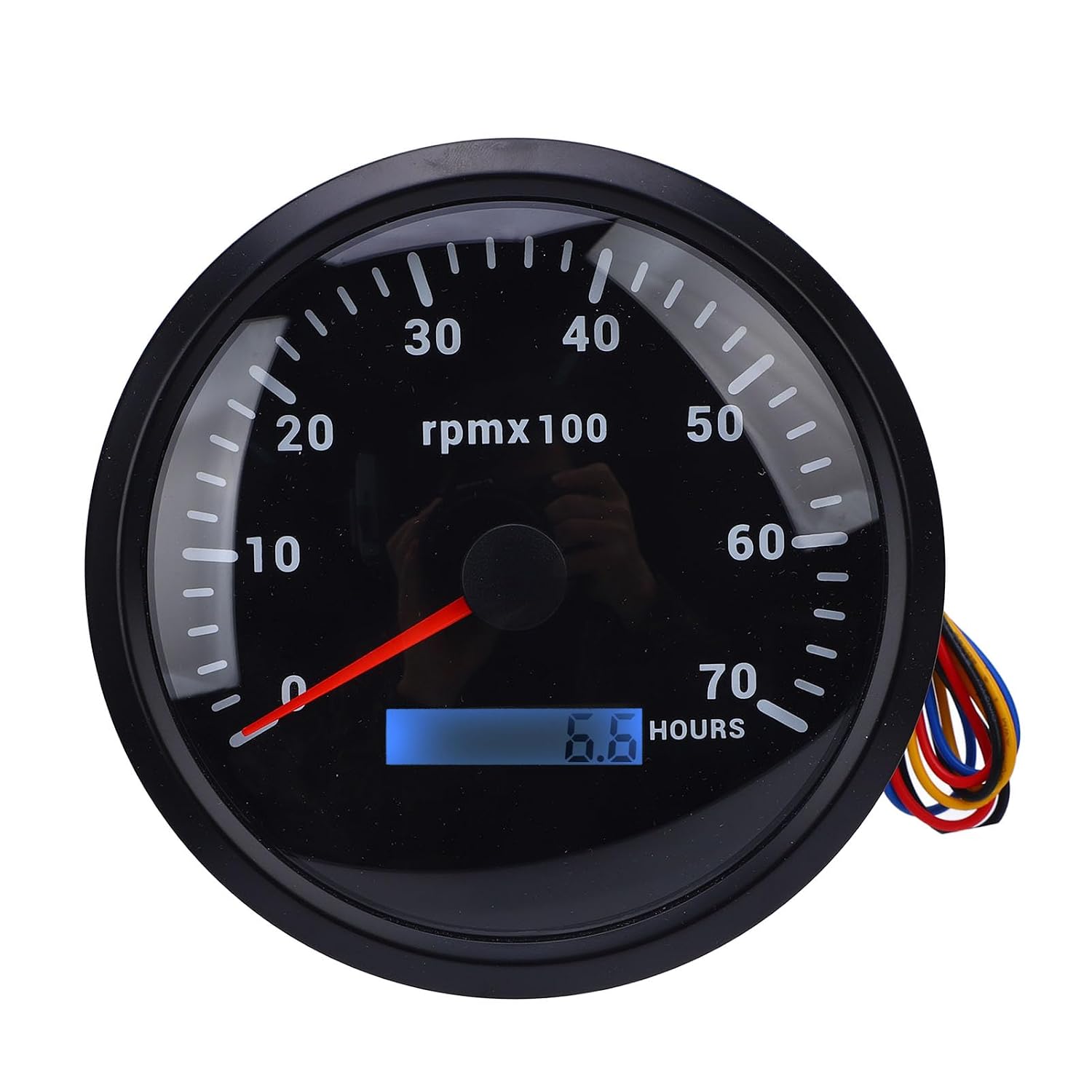 110mm Tachometer Marine Tachometer Boat RPM Gauge Backlight DC 9-32V 7000RPM Gauge with Hour Meter for Car Yacht RV Boat Truck (Black Dial Black Bezel CXA009B)