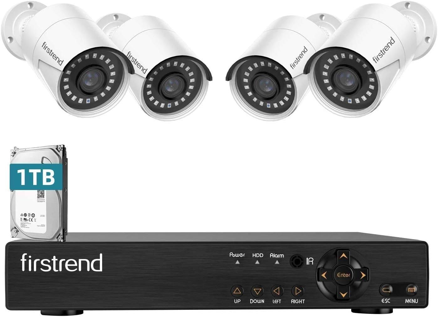 Super Cheap 🛒 Wired Security Camera System,Firstrend 5MP Ultra HD Wired Home Surveillance System with 8CH 5MP DVR and 4pcs Indoor Outdoor Weatherproof CCTV Cameras 1TB HDD Night Vision Motion Detection Free APP