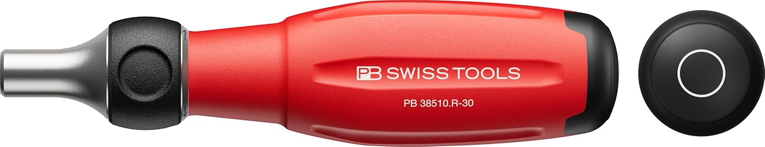 PB Swiss Tools Ratchet Screwdriver PB 38510.R-30 | 100% Swiss Made | SwissGrip Evo Screwdriver Bit Holder Magnetic for C6 1/4" Bits, Blade Length 30 mm