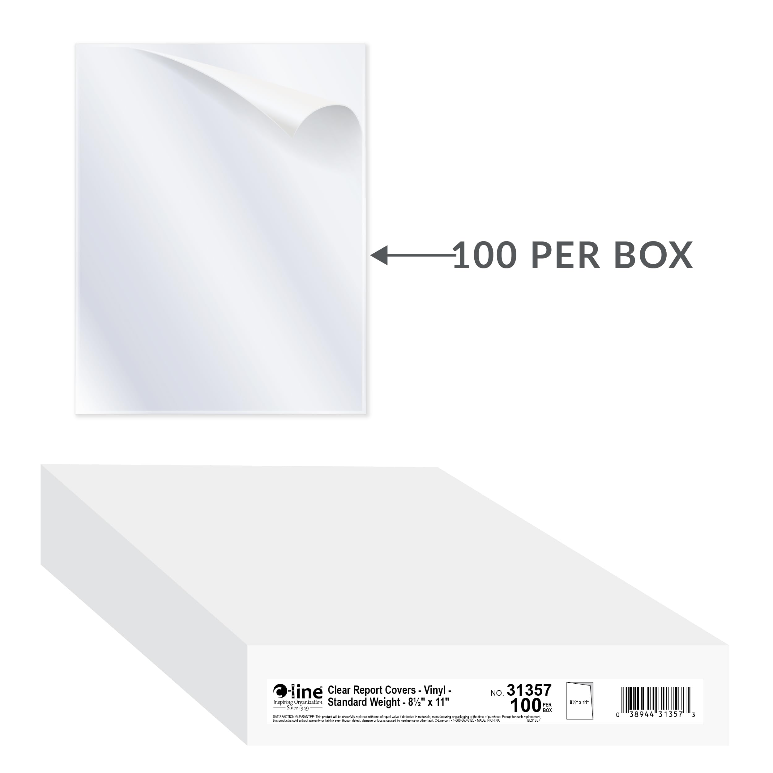 Amazon.com : C-Line Clear Report Covers, 8.5 x 11, 100 Pack (31357