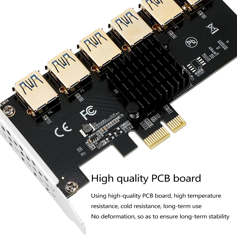 Carte d'extension PCI-E X1 1 vers 6 USB 3.0 pour carte graphique X4 X8 X16