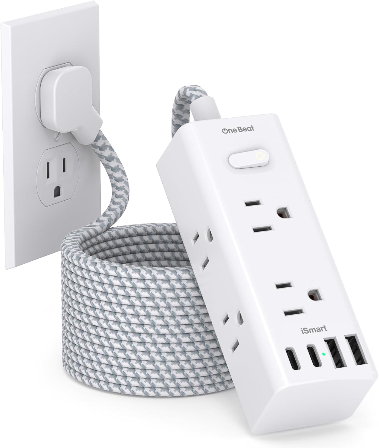 20 FT Extension Cord With Multiple Outlets, Asamoom 20
