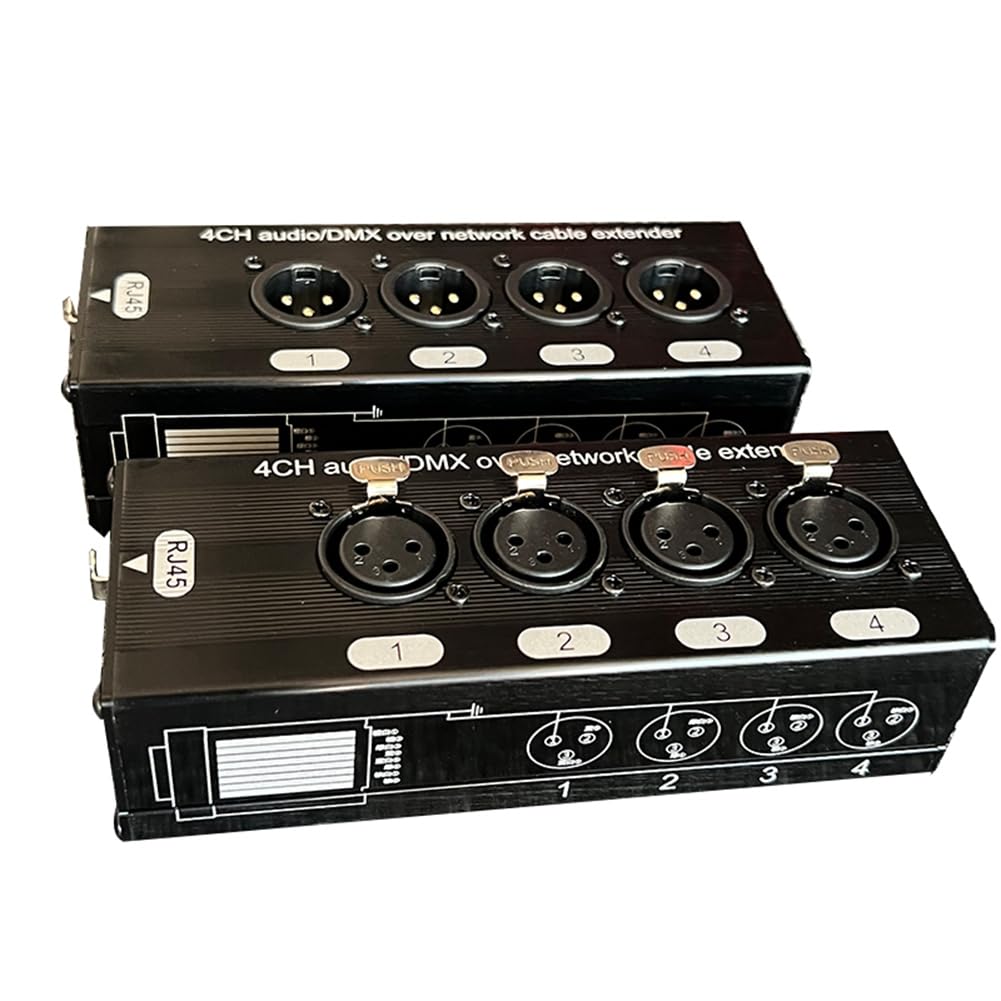 1 Par de Extensores de Cable de Red y Audio XLR de 3 y 4 Canales, Extensor de SeñAl de Red DMX512 1 Macho + 1 Hembra