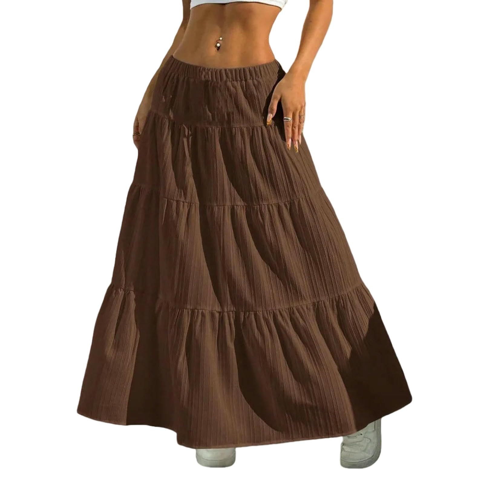 Langer Rock Damen Damenprodukt, Weißer Midirock Mit Schnürung, Großer Schwung, Lockerer Für Damen, Sommer-himmelblau-XL