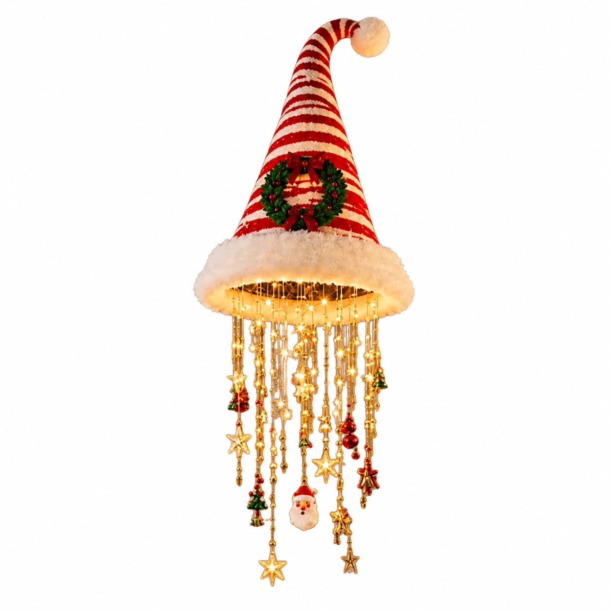 Lighted Christmas Tree Hanging Chandelier with Warm LED Lights, Type B