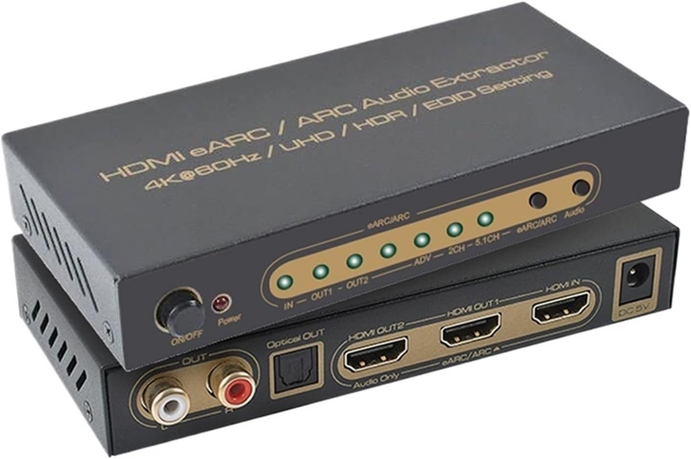 HDMI HDR Switch Extractor Audio HDMI 4K 60Hz eARC ARC HDMI 2.0 eARC ARC Switcher Extractor for DTS AC3 LPCM EDID TV(Only USB Power Cable)